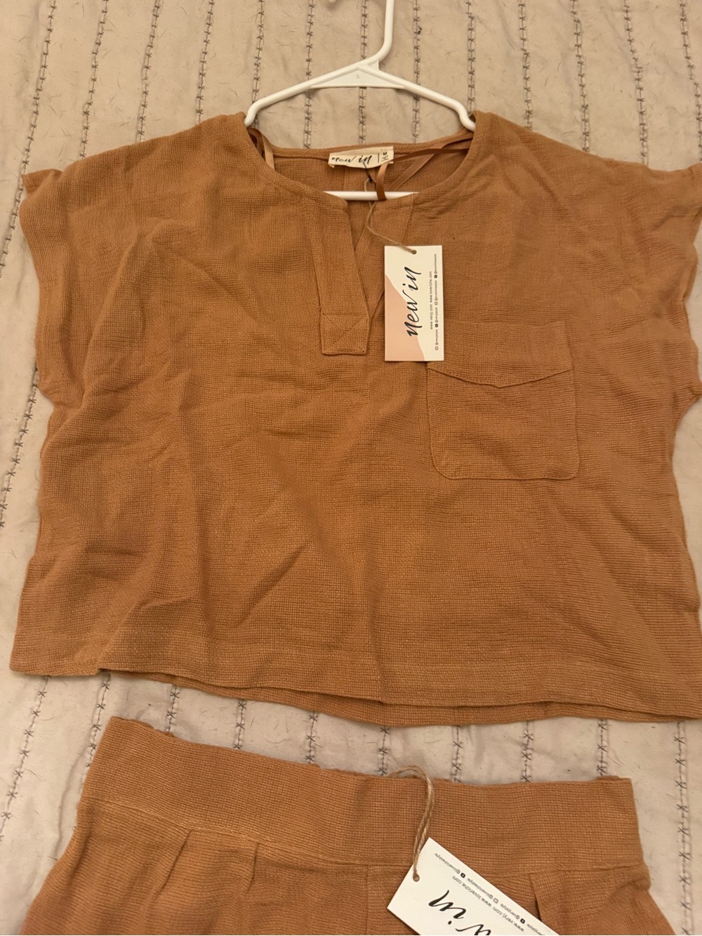 0030 High Waist Suede-Look Shorts in Brown - Picture 2 of 5